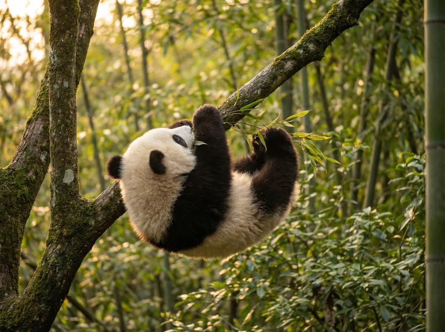 黑丝国宝视频演示 大熊猫繁殖期行为亲密教育科普